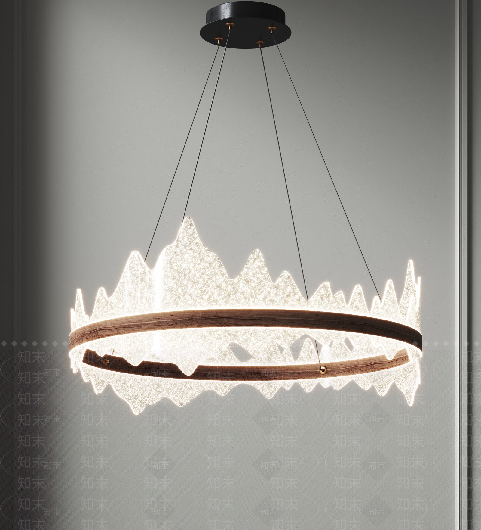 现代中式吊灯3D模型下载【ID:1127264945】