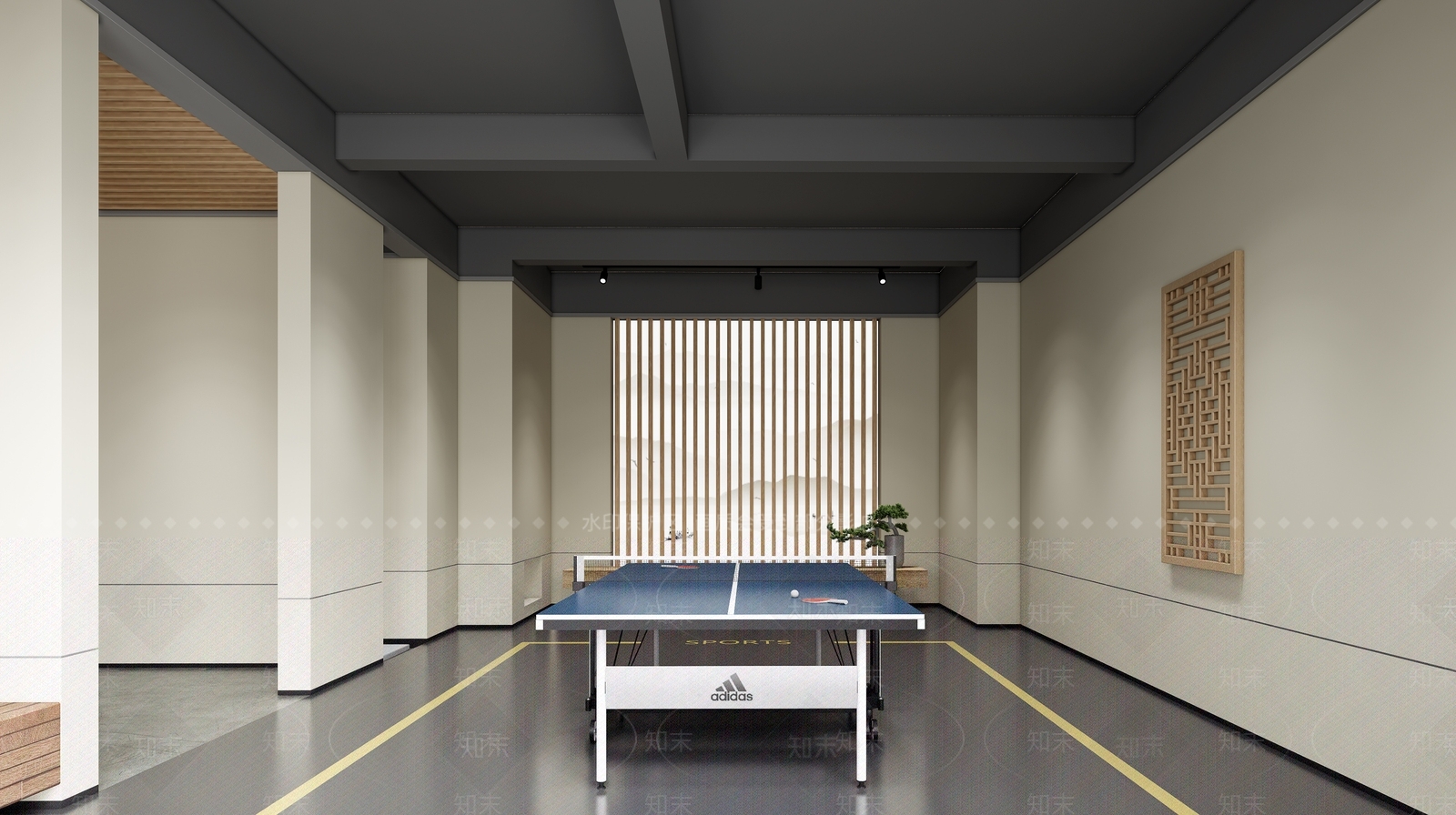 新中式乒乓球室SU模型下载【ID:1127271808】