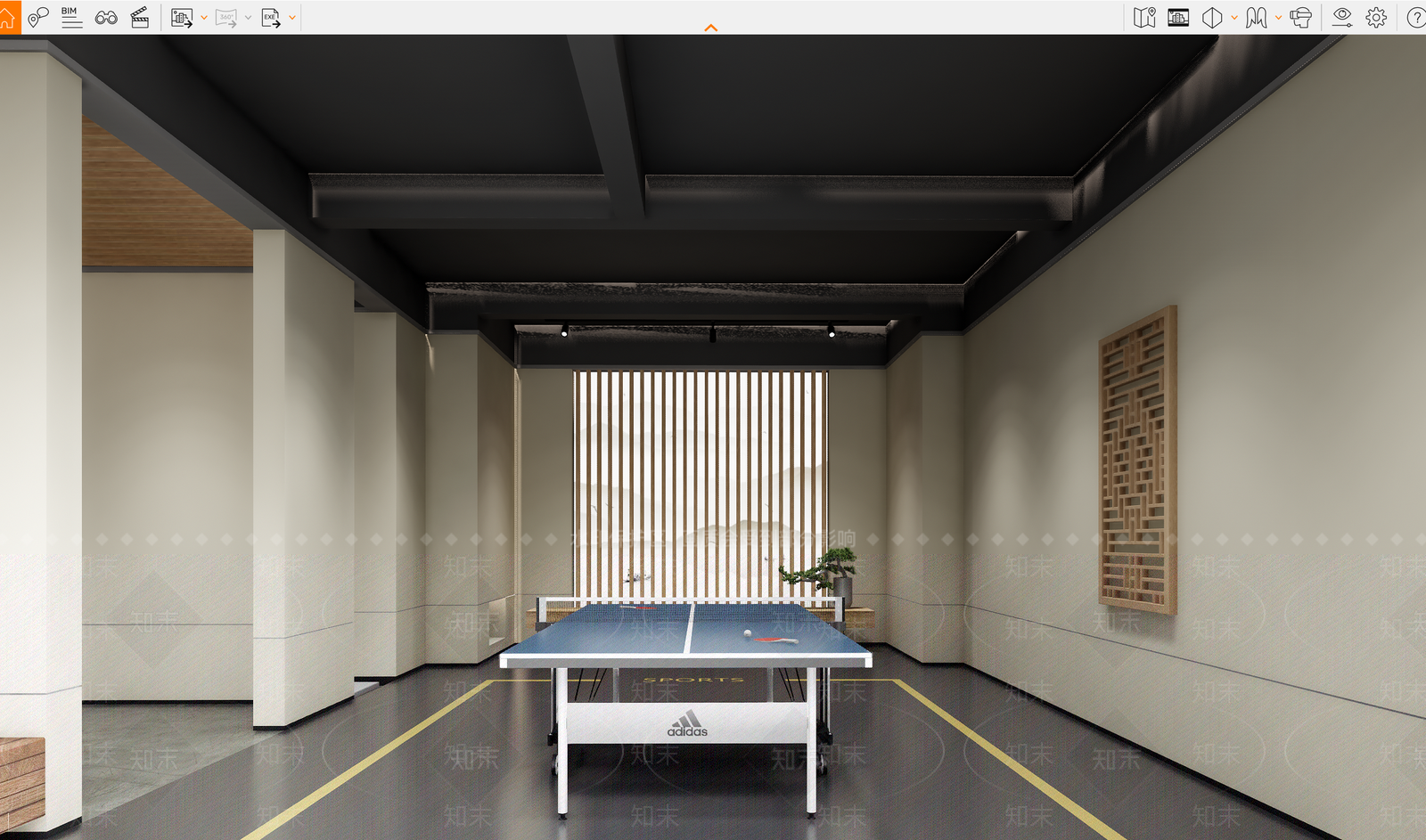 新中式乒乓球室SU模型下载【ID:1127271808】