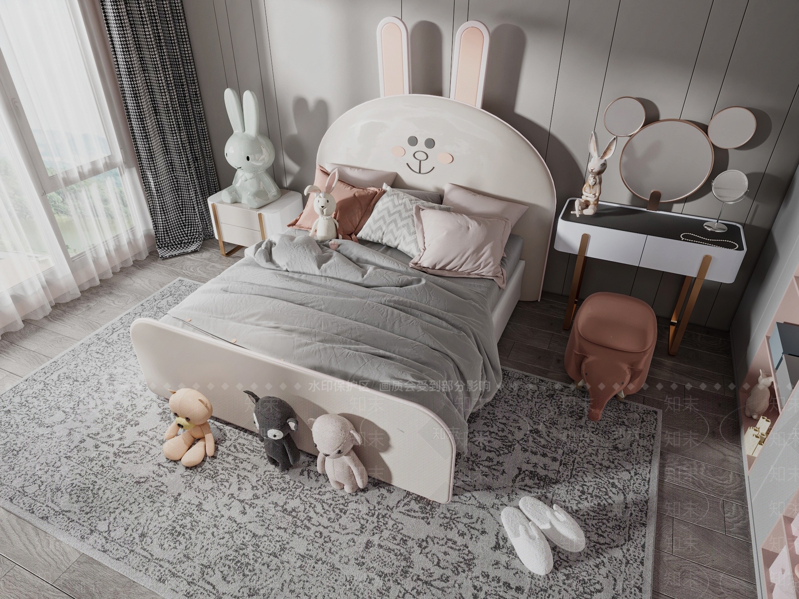现代儿童床3D模型下载【ID:1127277047】