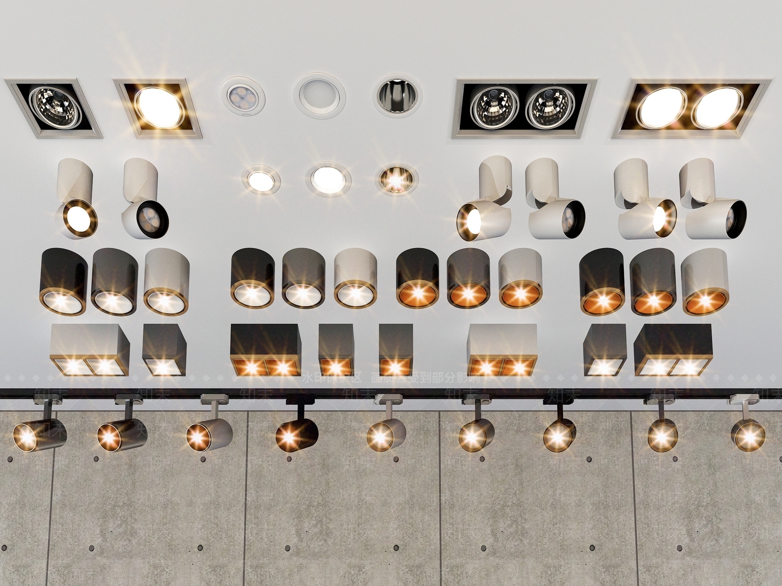 现代明装筒灯3D模型下载【ID:1127277771】