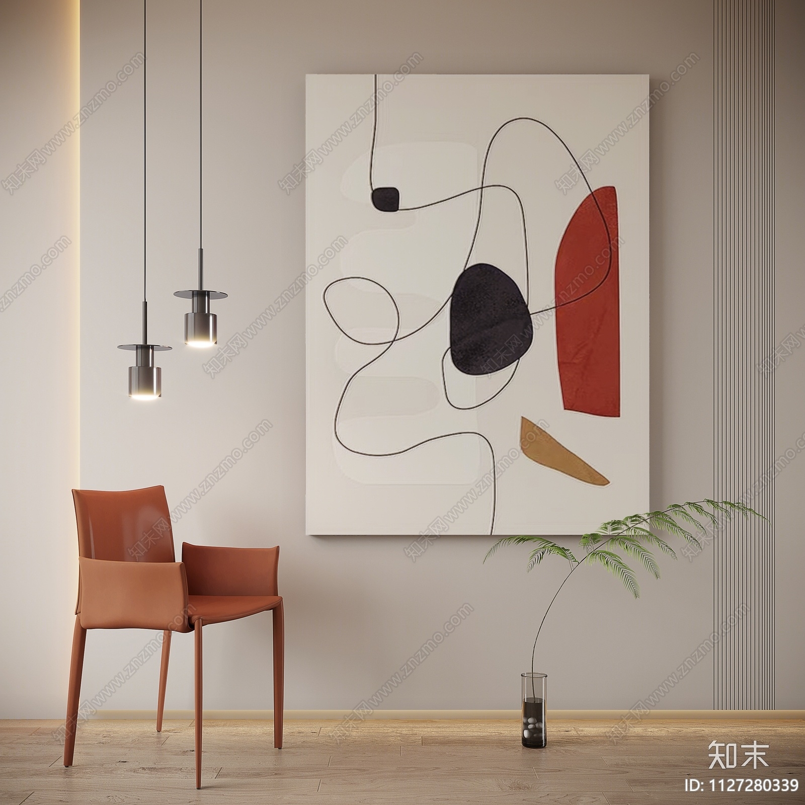现代简约装饰画3D模型下载【ID:1127280339】_知末3d模型网