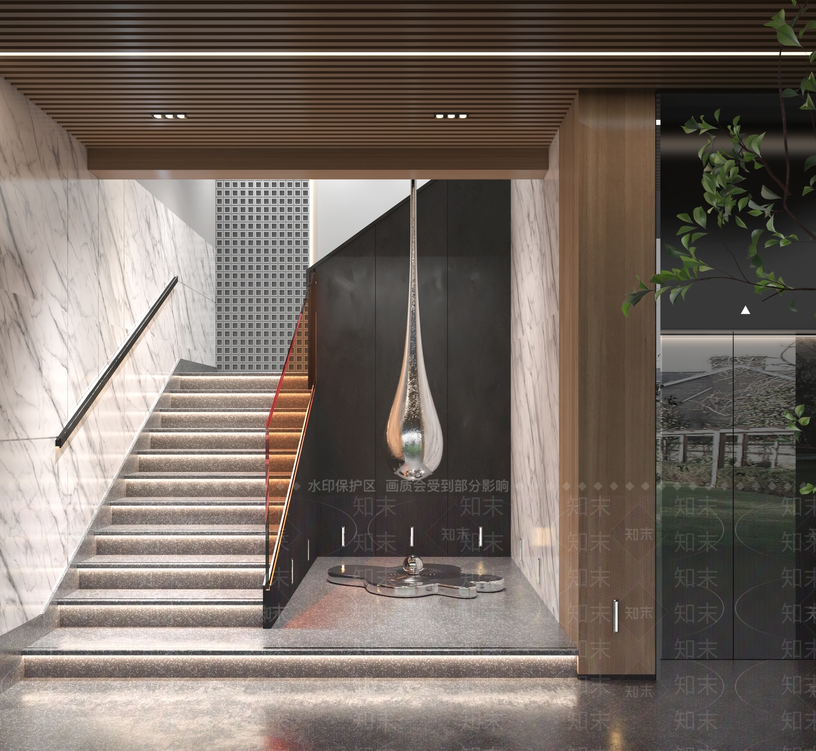 现代楼梯间3D模型下载【ID:1127301382】