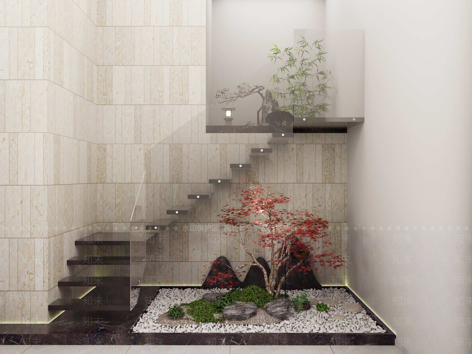 现代楼梯间SU模型下载【ID:1127305738】