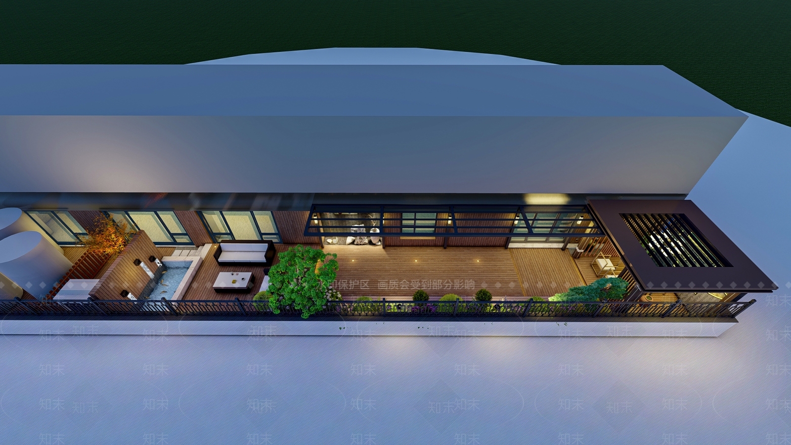 现代屋顶花园SU模型下载【ID:1127306447】