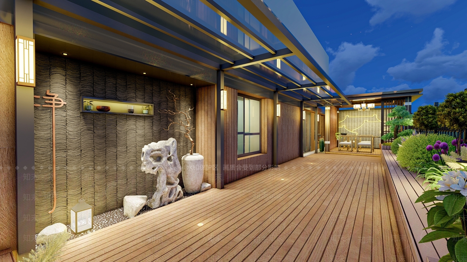 现代屋顶花园SU模型下载【ID:1127306447】
