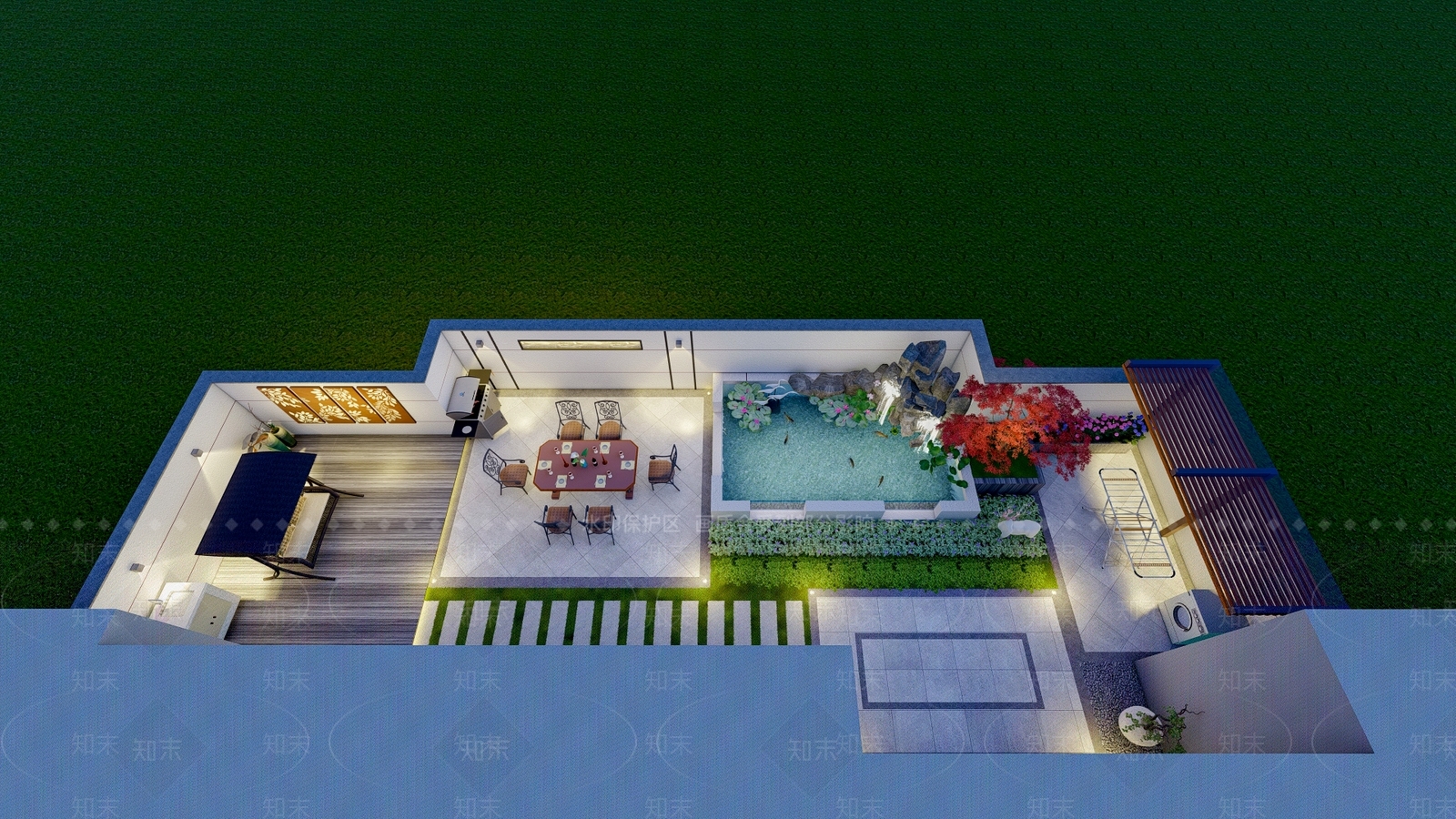 新中式屋顶花园SU模型下载【ID:1127307080】
