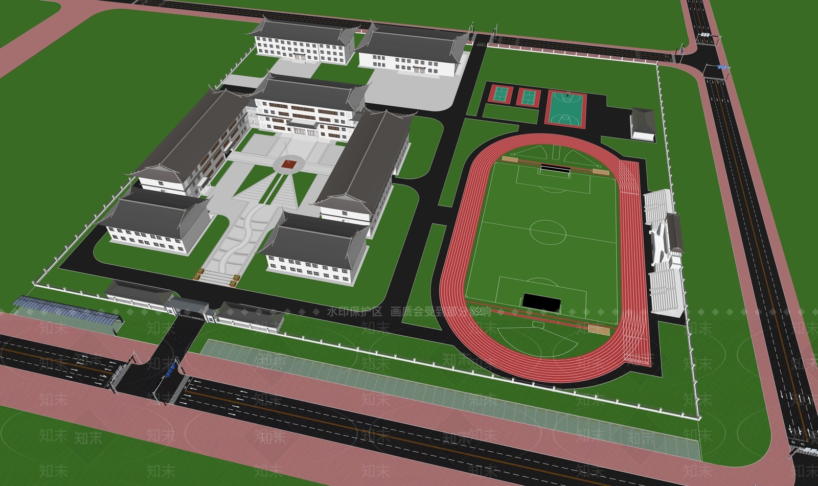 现代小学SU模型下载【ID:1127307447】