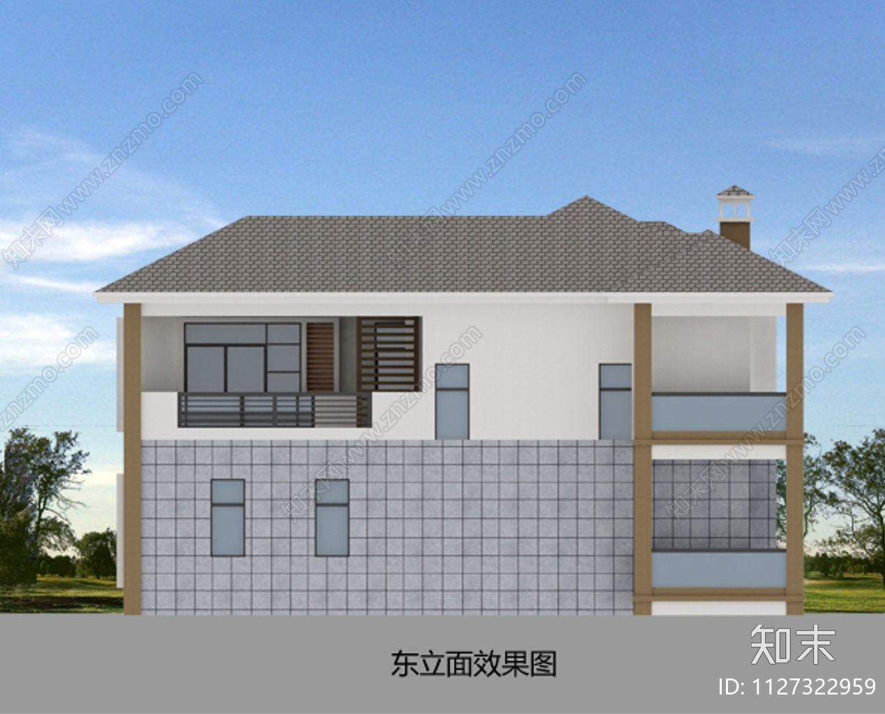 二层自建房别墅建筑设计cad施工图下载【ID:1127322959】