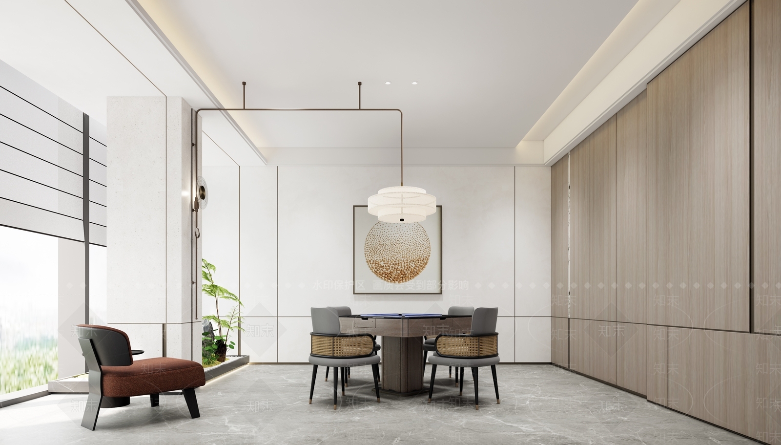 新中式棋牌室SU模型下载【ID:1127323246】