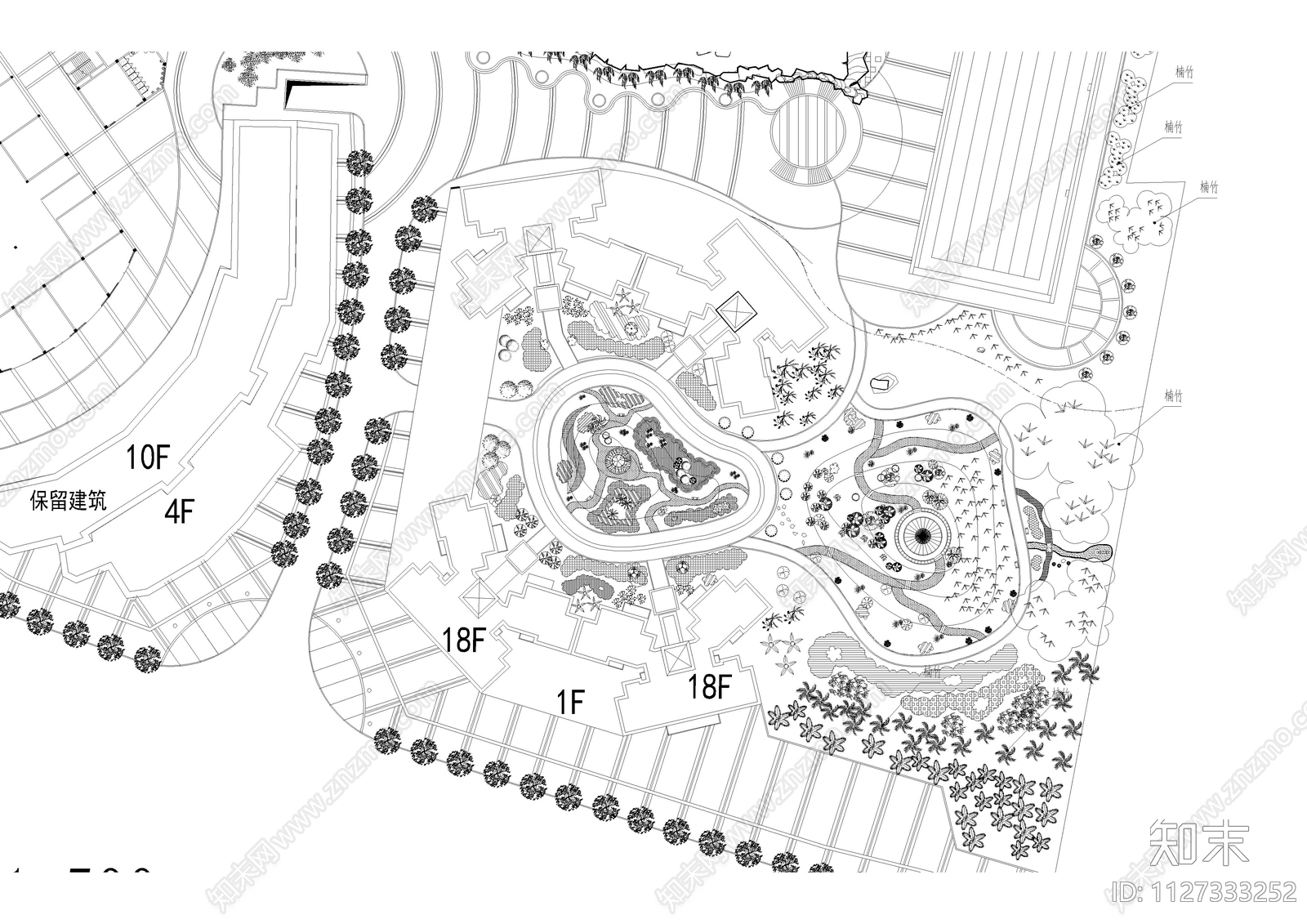 广场景观绿化平面图cad施工图下载【ID:1127333252】