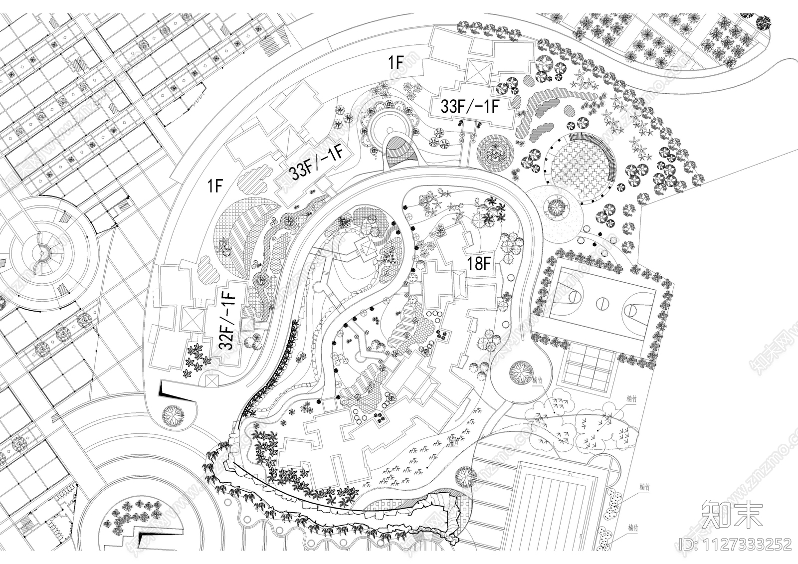 广场景观绿化平面图cad施工图下载【ID:1127333252】