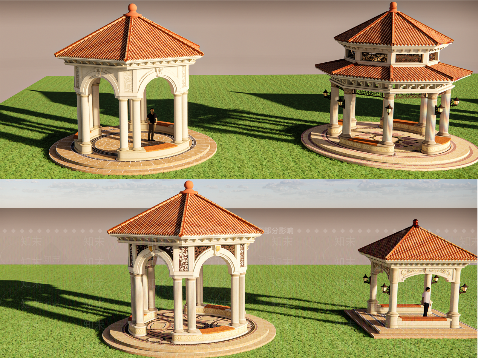欧式景观亭SU模型下载【ID:1127333521】