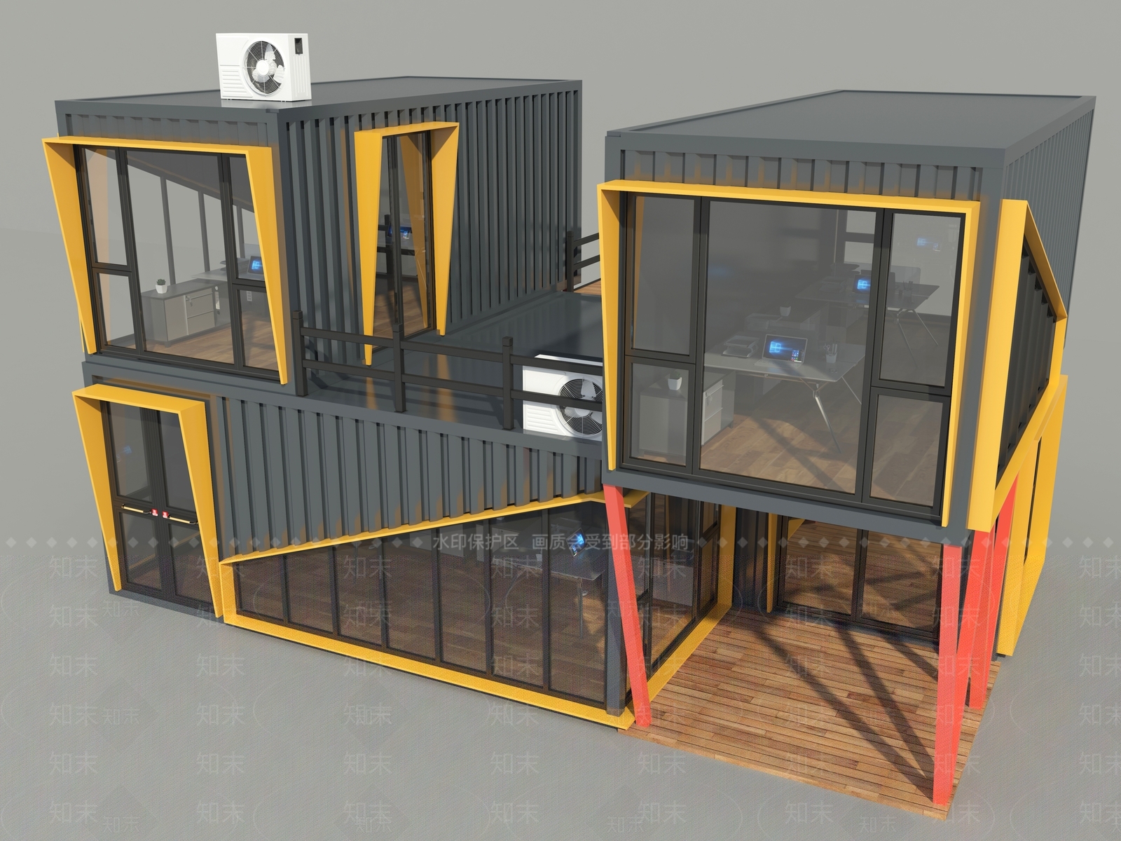 集装箱办公室3D模型下载【ID:1127335734】