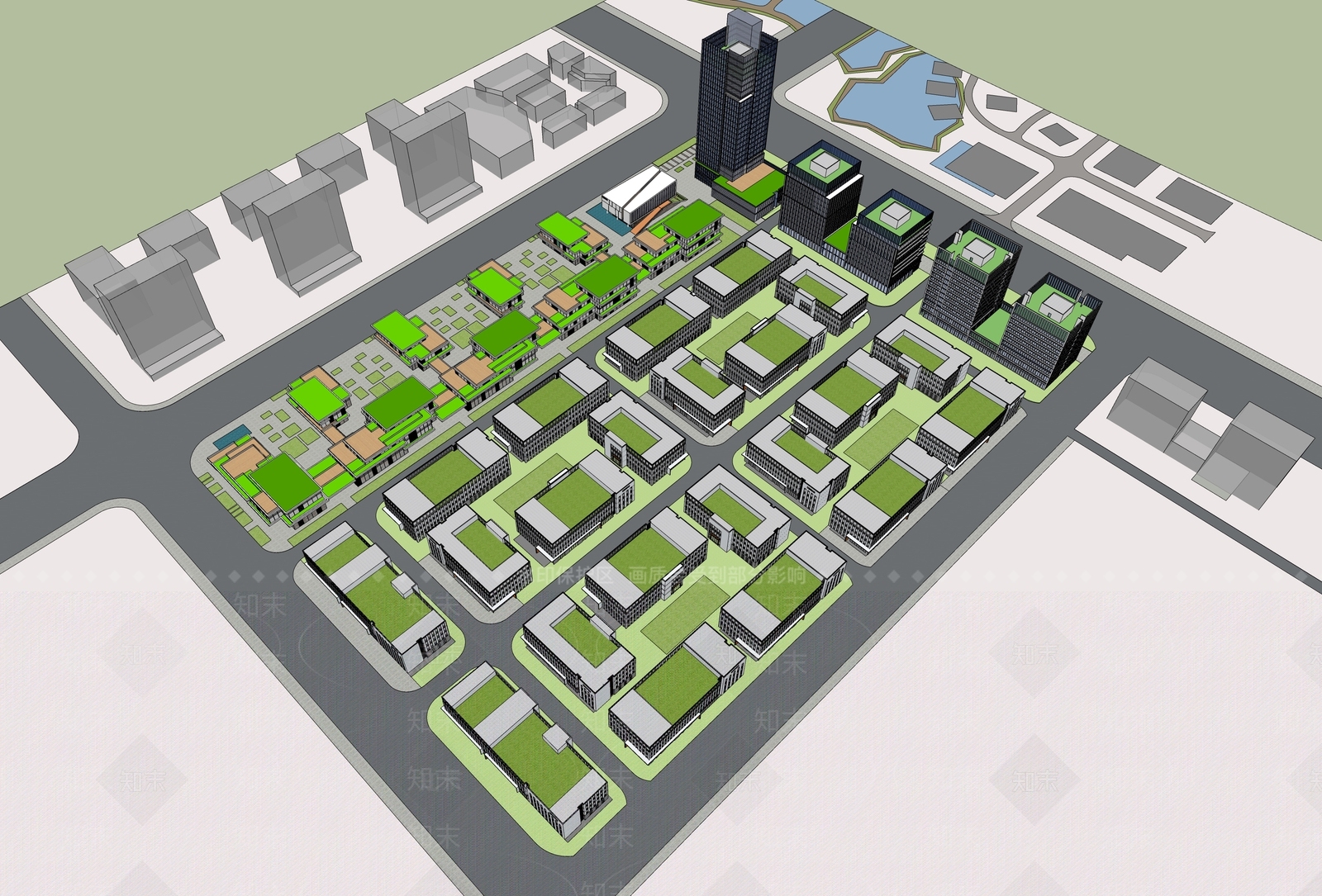 现代武汉中电光谷葛店产业园SU模型下载【ID:1127342529】