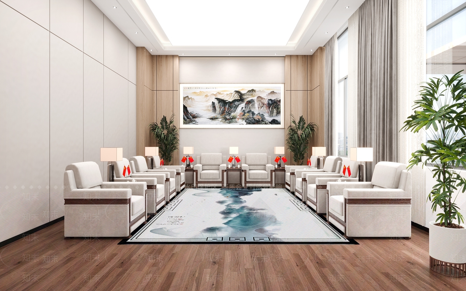现代党建会议室3D模型下载【ID:1127343733】