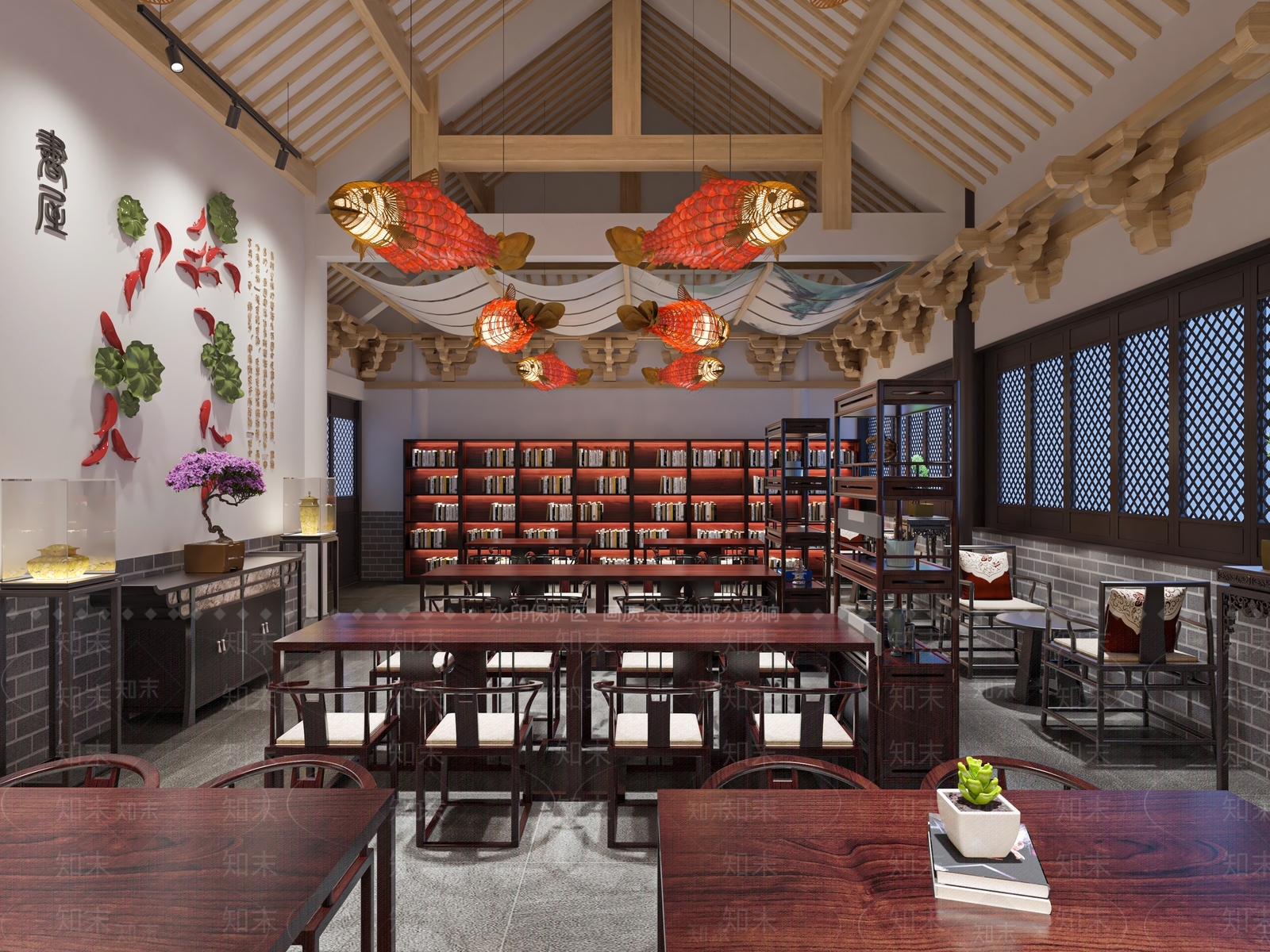 新中式书屋3D模型下载【ID:1127346950】