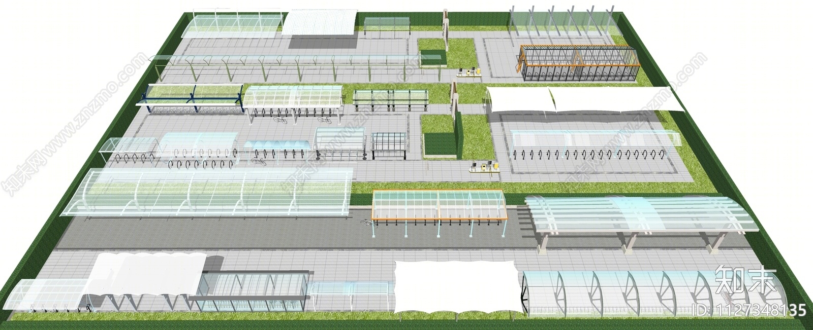 现代电动车停车场SU模型下载【ID:1127348135】