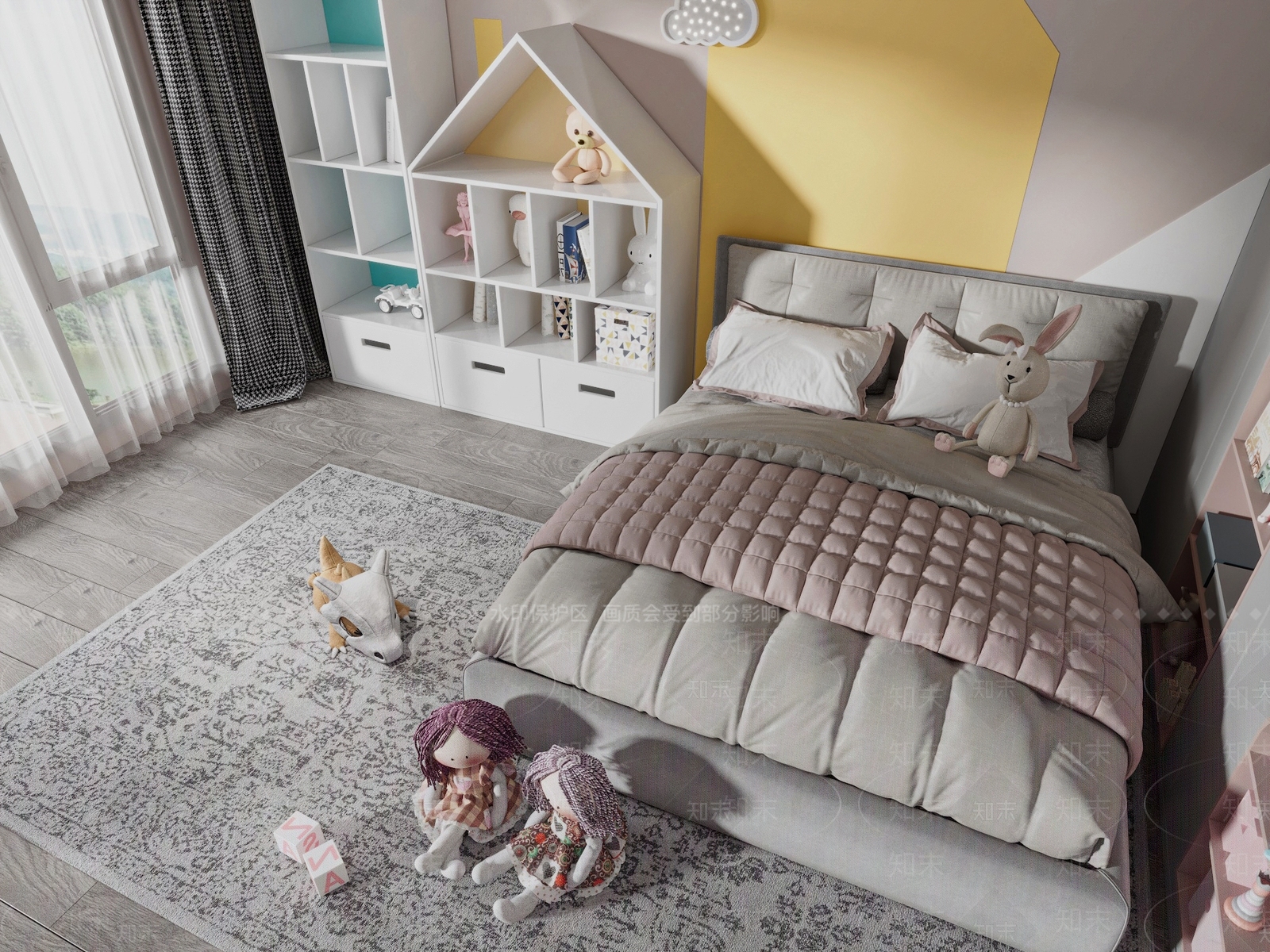 现代儿童床3D模型下载【ID:1127355560】