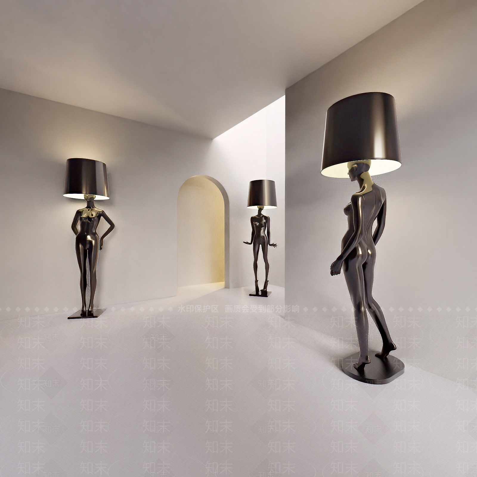 现代人形落地灯3D模型下载【ID:1127364886】