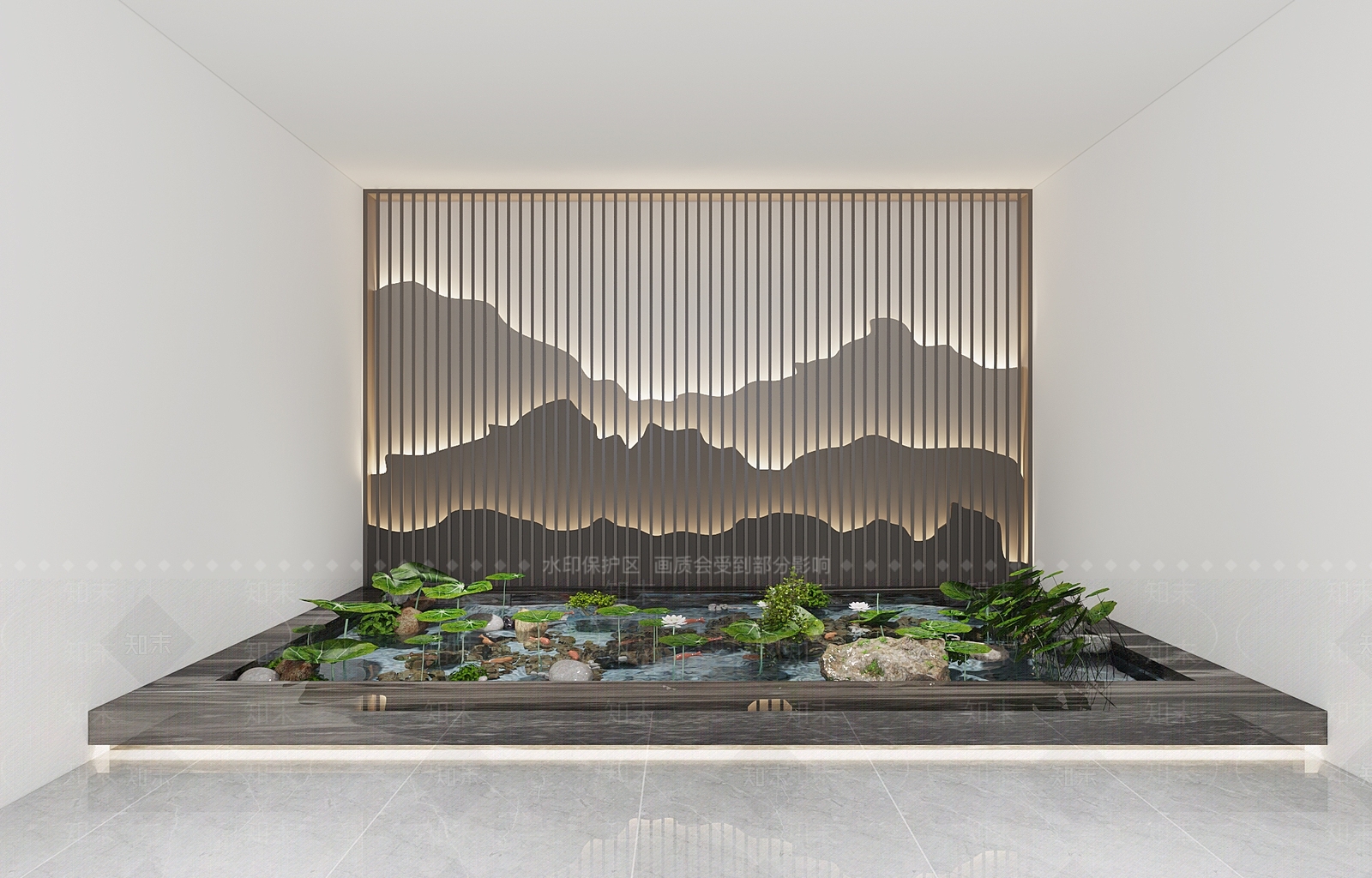 中式金鱼池景观造景3D模型下载【ID:1127367201】