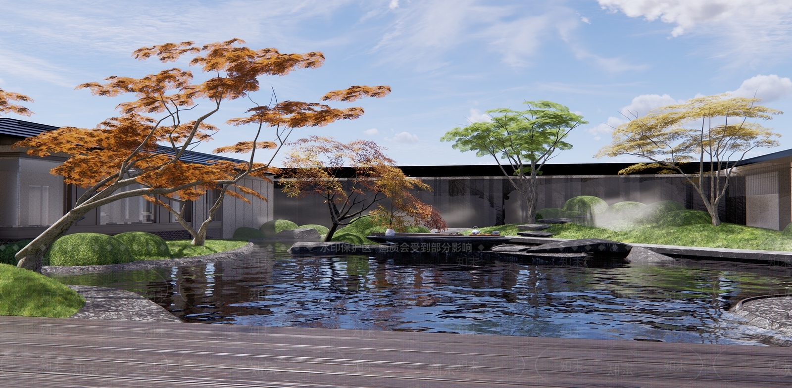 新中式售楼处庭院景观3D模型下载【ID:1127374967】_知末3d模型网