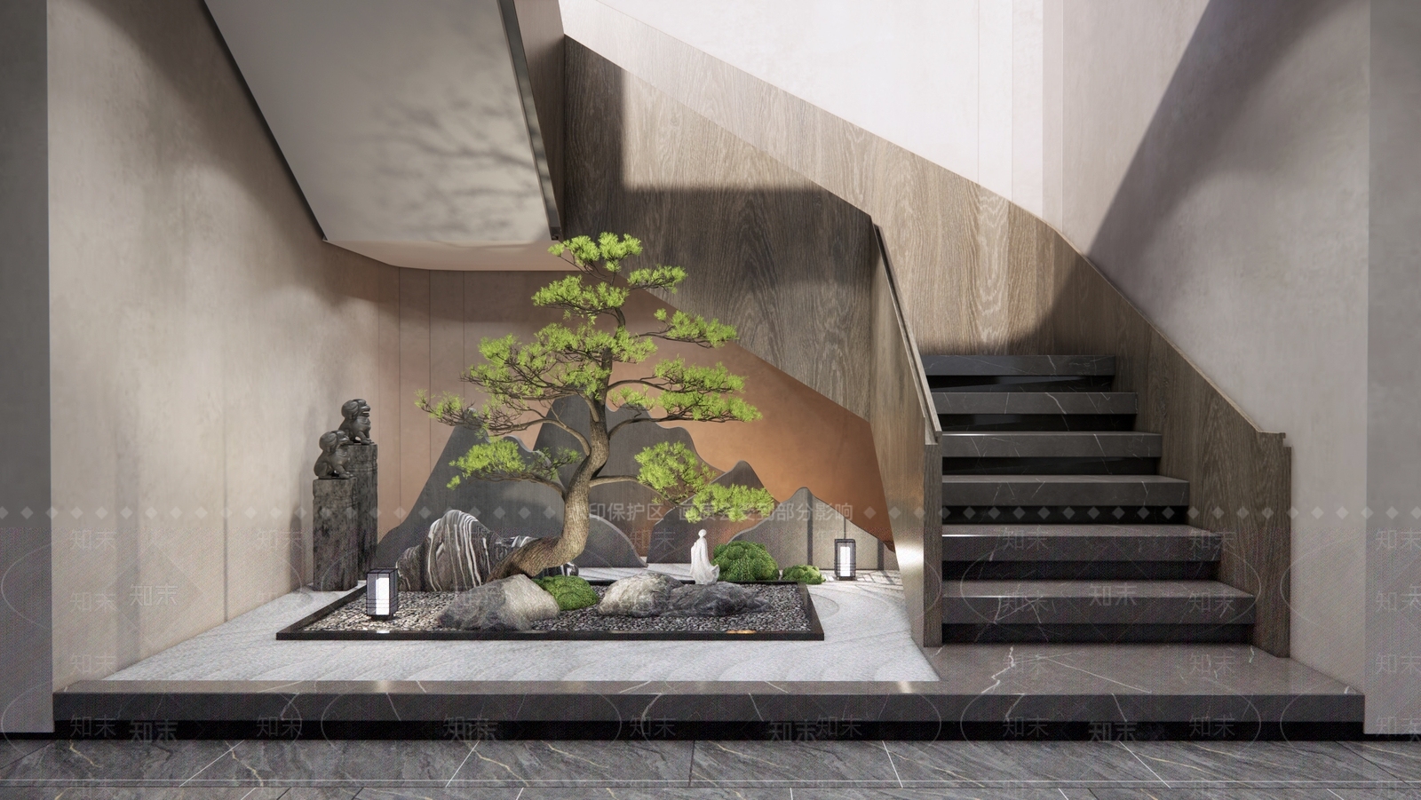 新中式楼梯间3D模型下载【ID:1127382218】
