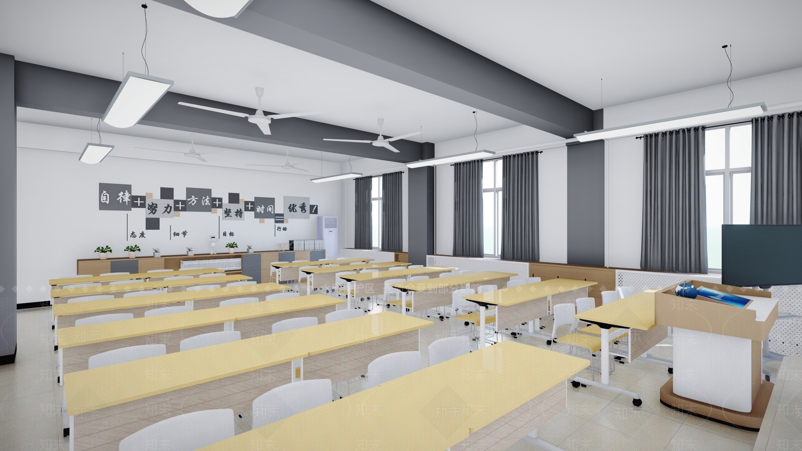 现代学校教室SU模型下载【ID:1127389584】