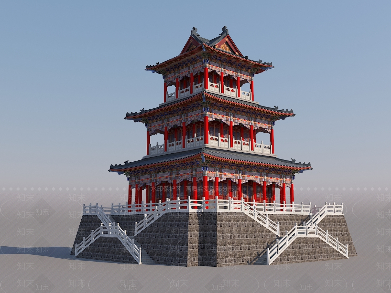 中式阁楼3D模型下载【ID:1127392107】_知末3d模型网