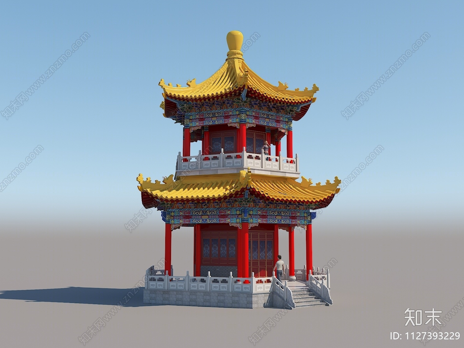 中式古建六角亭3D模型下载【ID:1127393229】