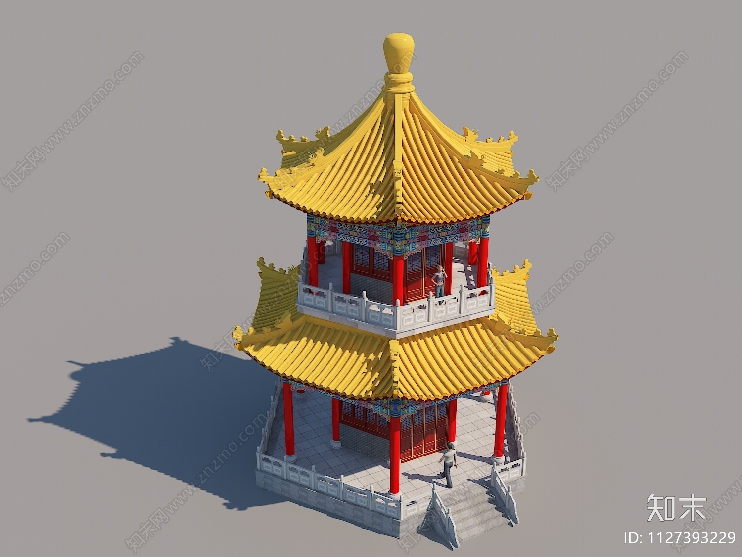 中式古建六角亭3D模型下载【ID:1127393229】