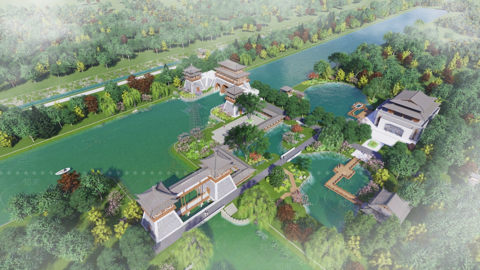 新中式古建筑SU模型下载【ID:1127396751】