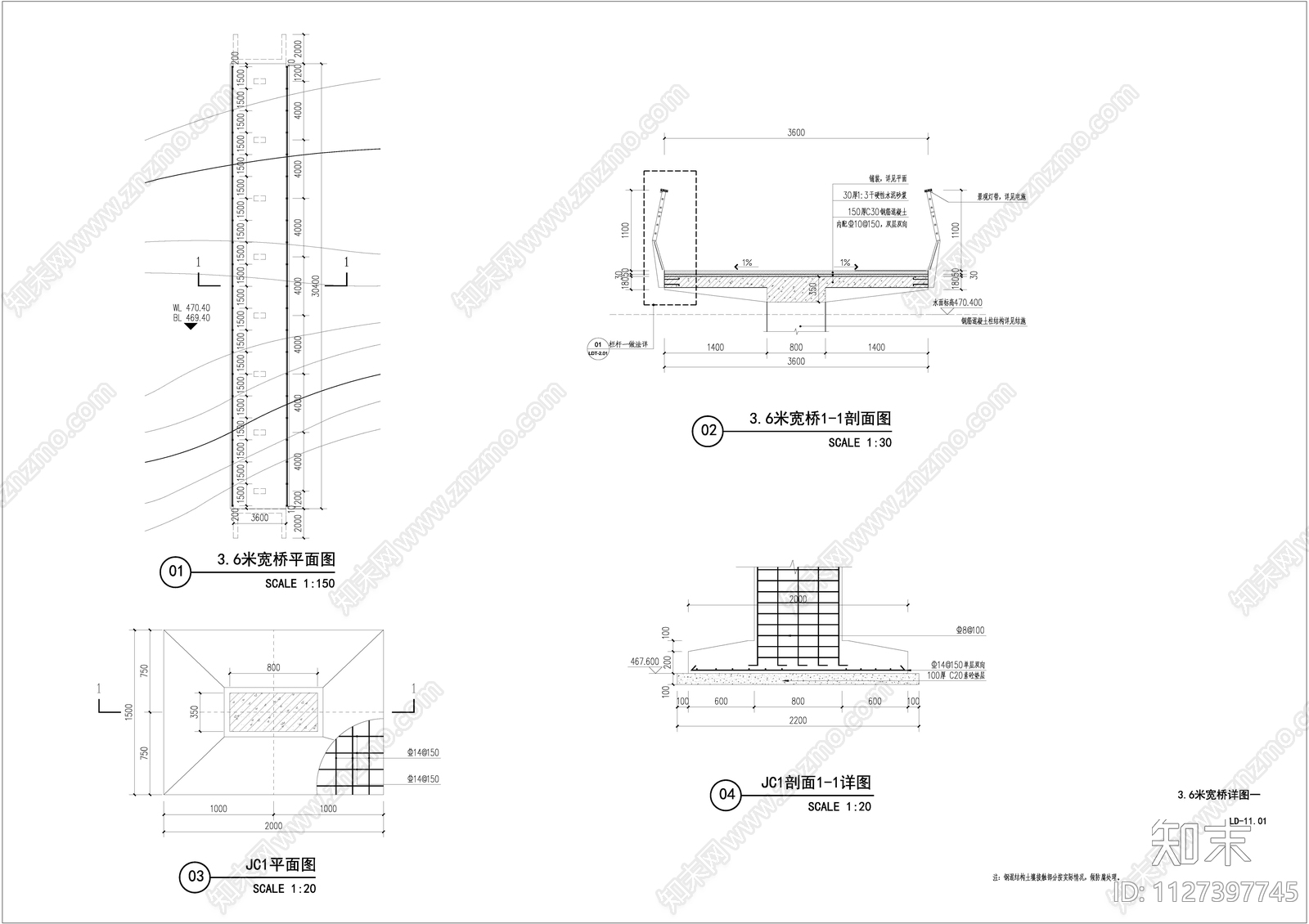 景观桥cad施工图下载【ID:1127397745】