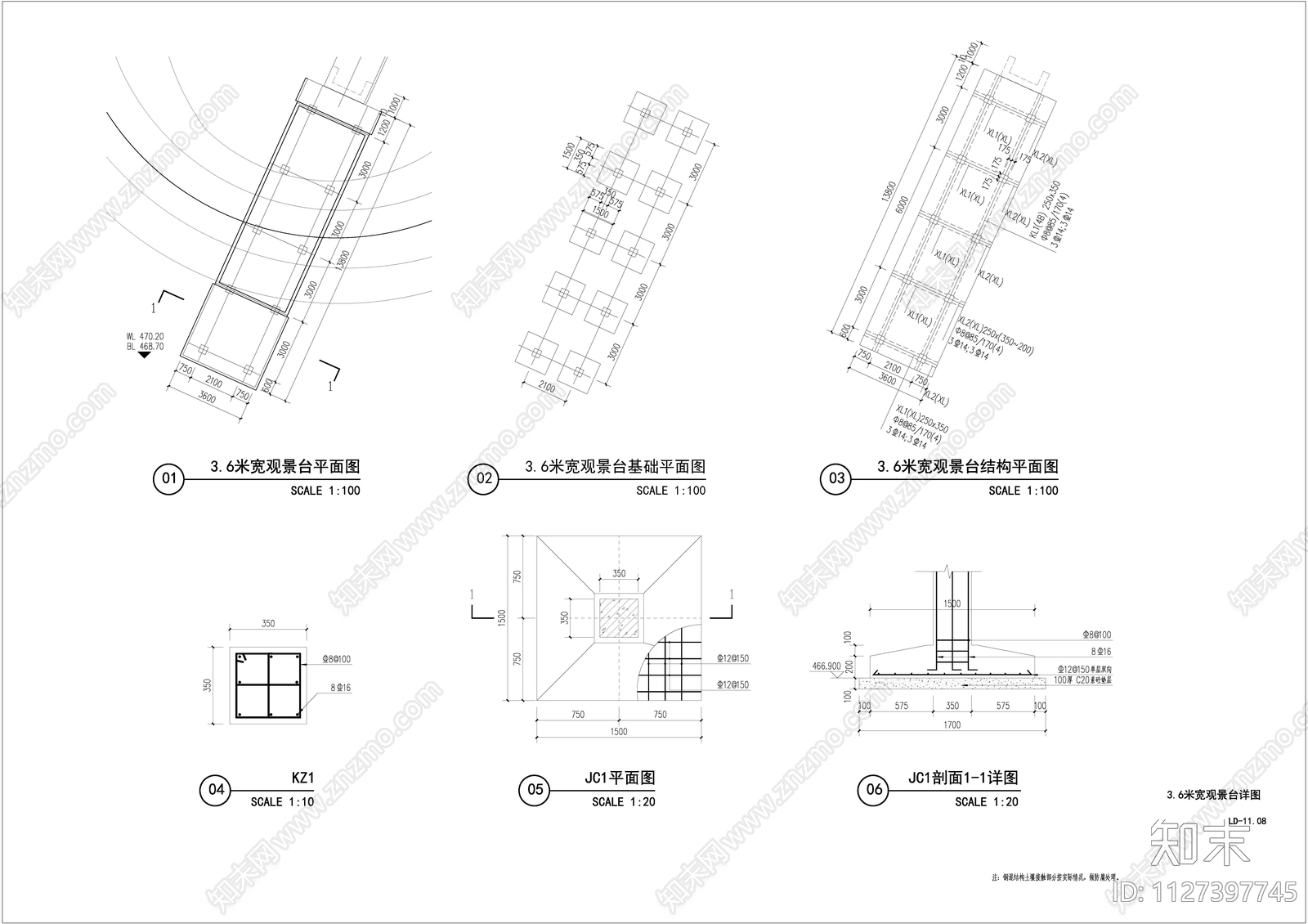 景观桥cad施工图下载【ID:1127397745】