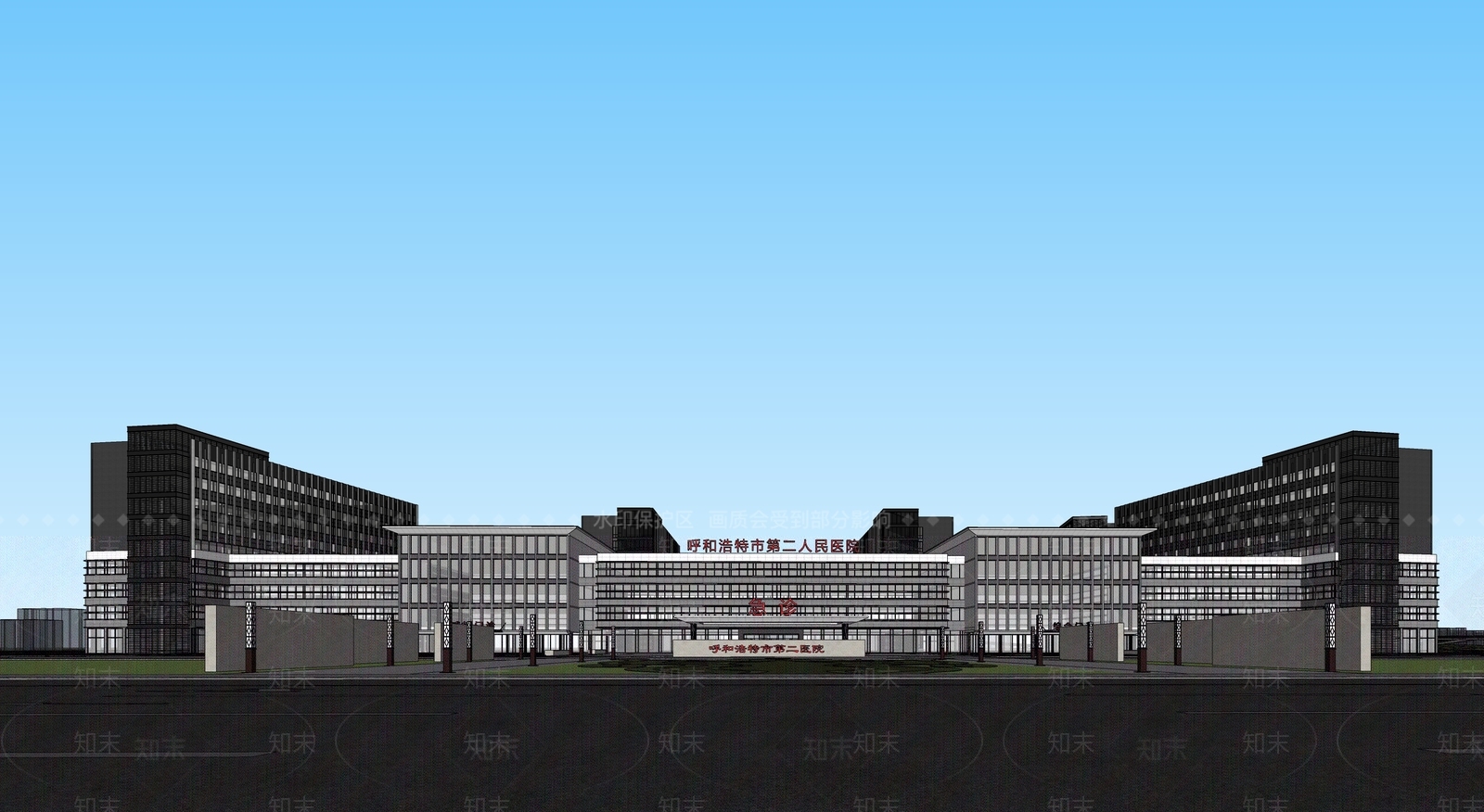现代医院建筑SU模型下载【ID:1127398836】