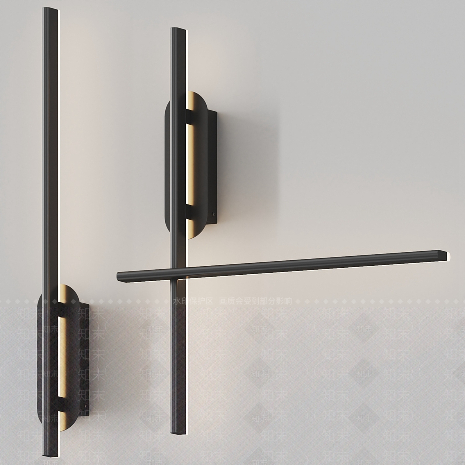 现代线性壁灯3D模型下载【ID:1127400966】_知末3d模型网