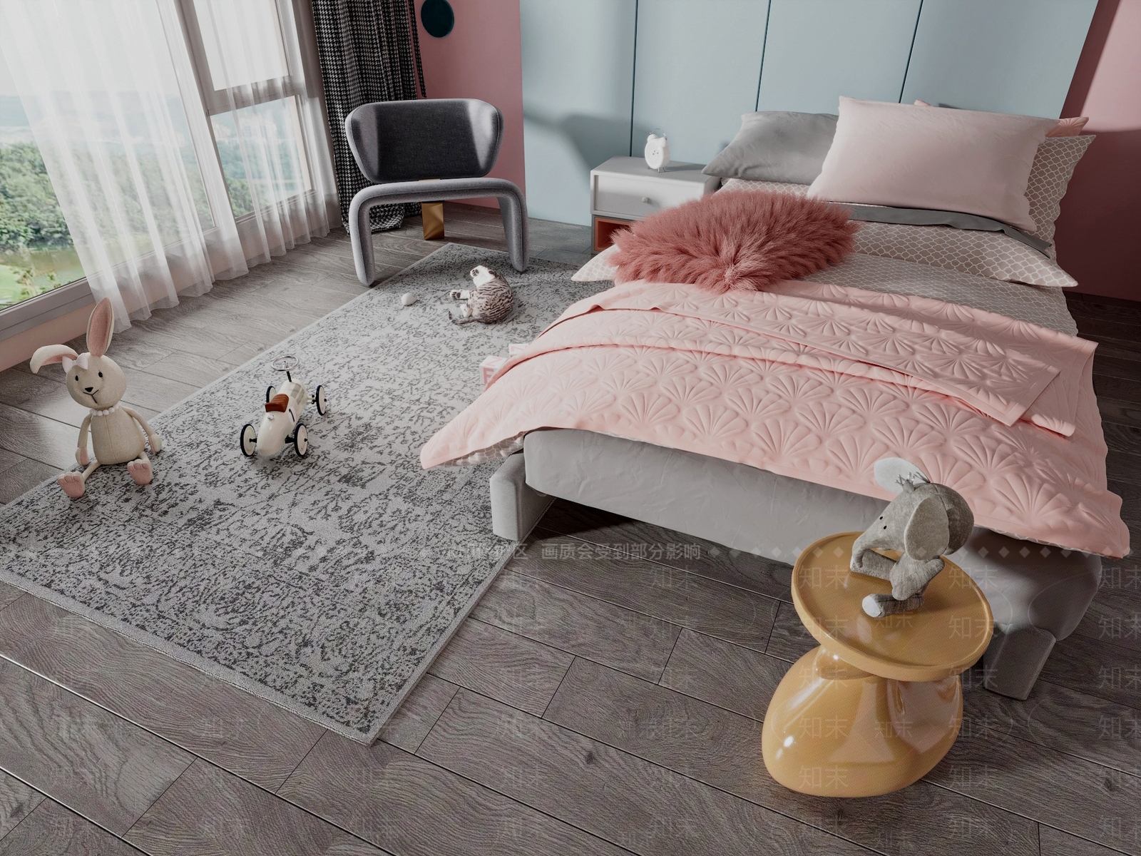 现代儿童床3D模型下载【ID:1127401194】