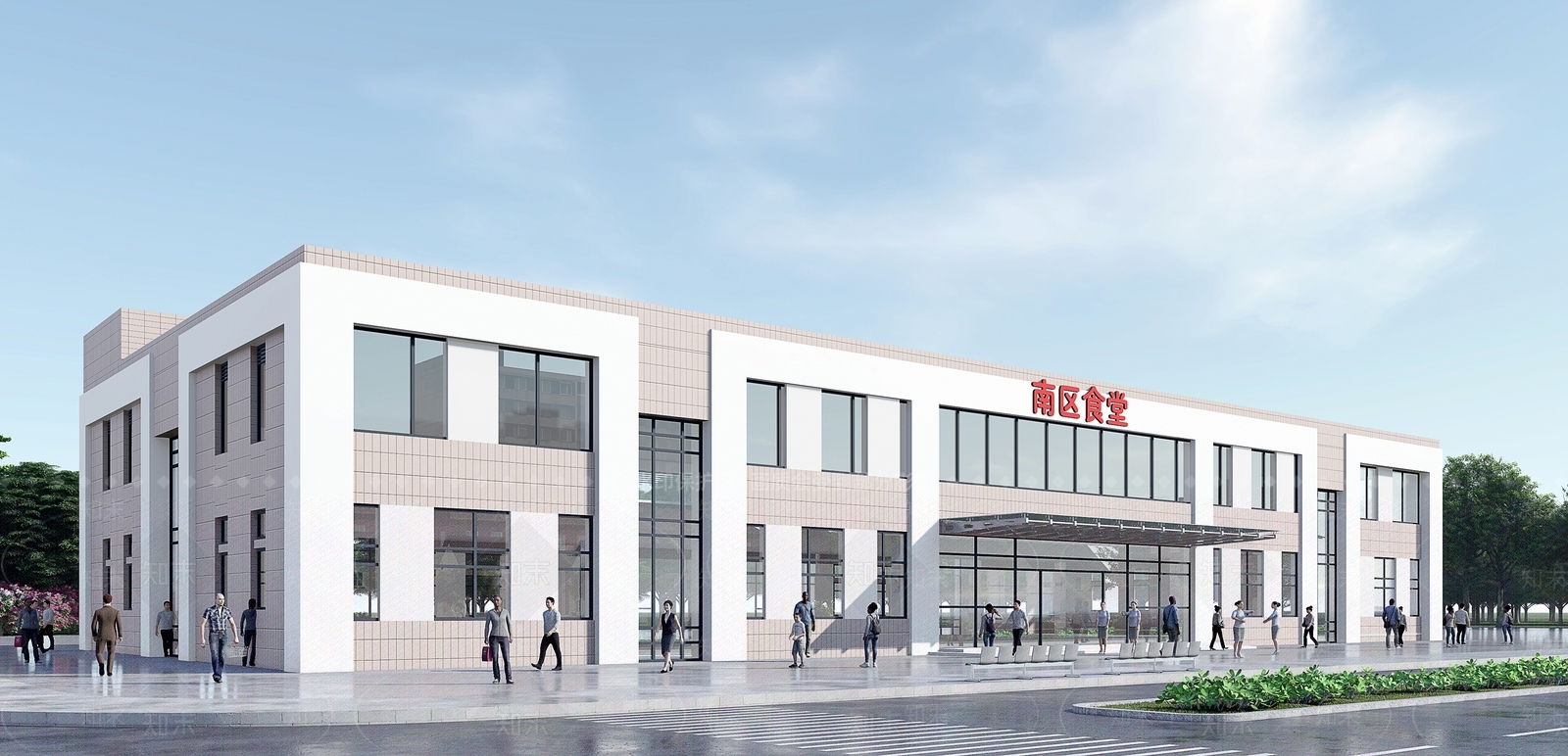 现代学校学生食堂SU模型下载【ID:1127408730】