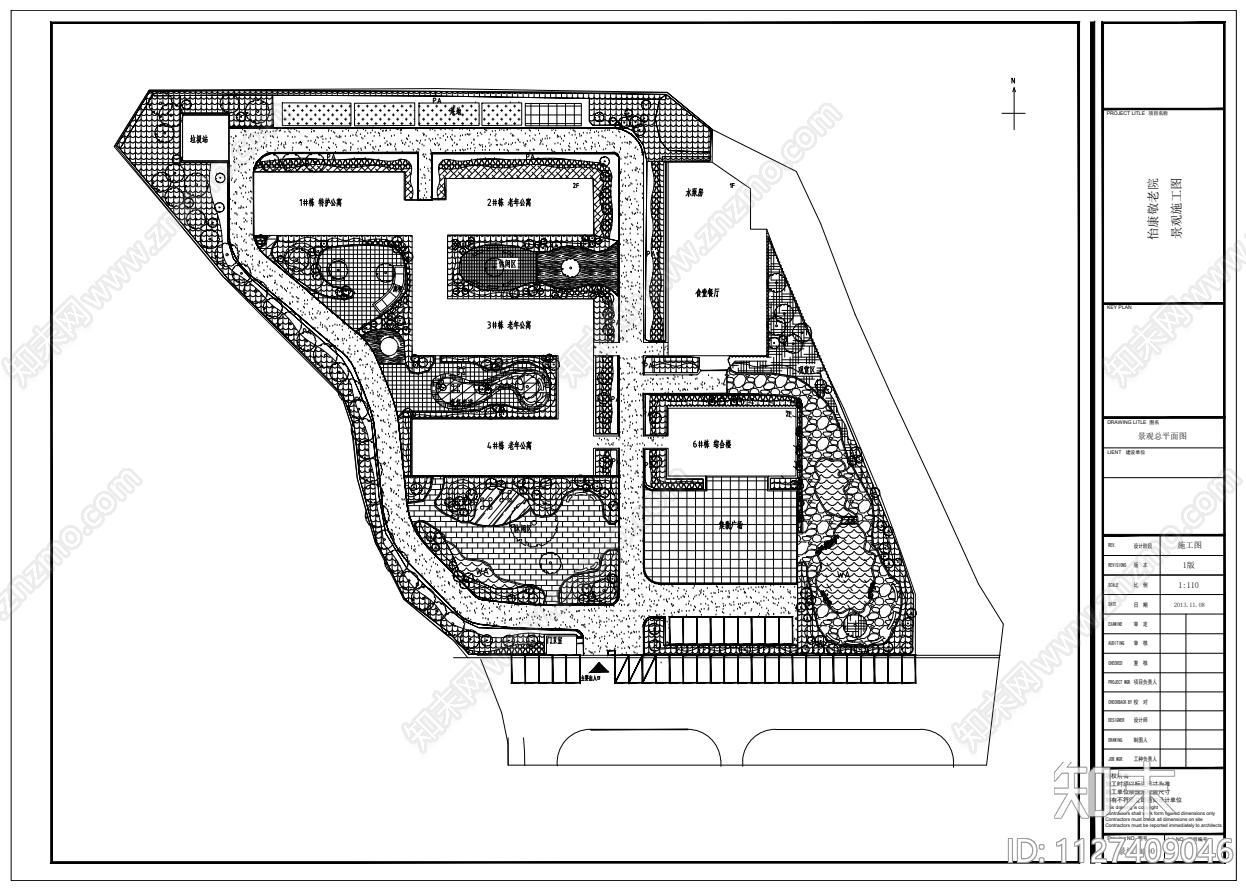 居民区景观cad施工图下载【ID:1127409046】