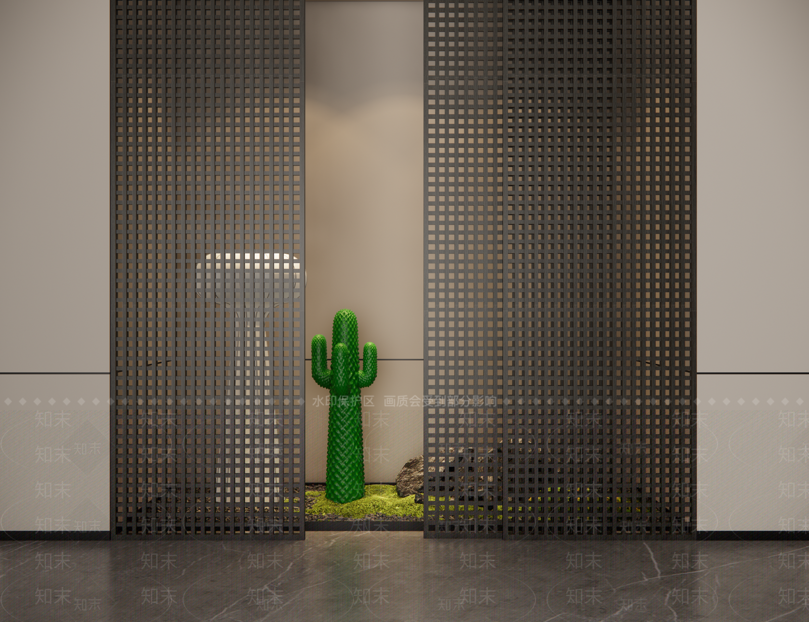 现代木格栅隔断SU模型下载【ID:1127409160】