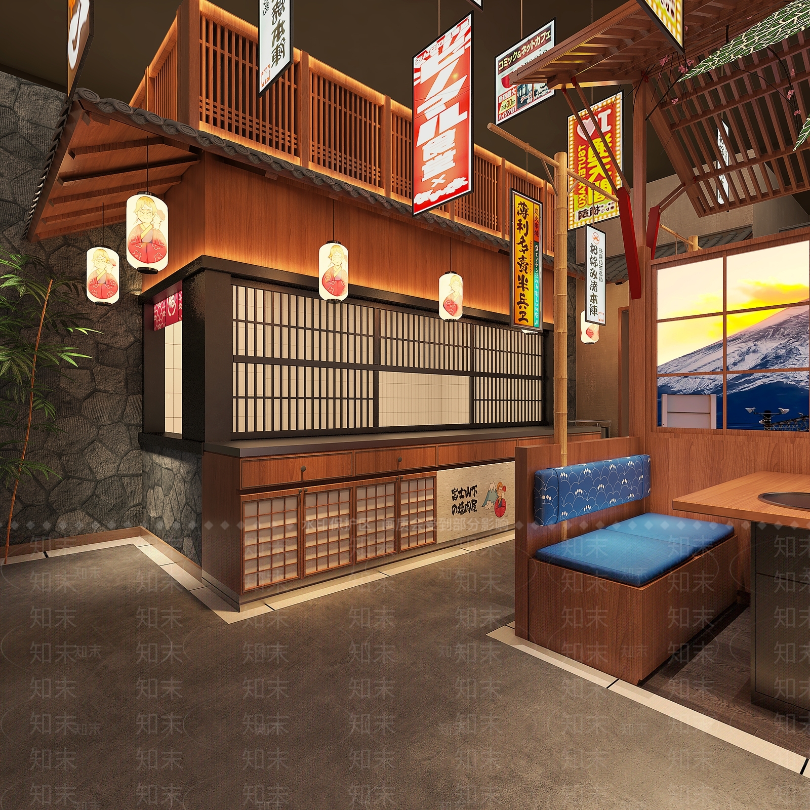 日式烤肉店3D模型下载【ID:1127423819】