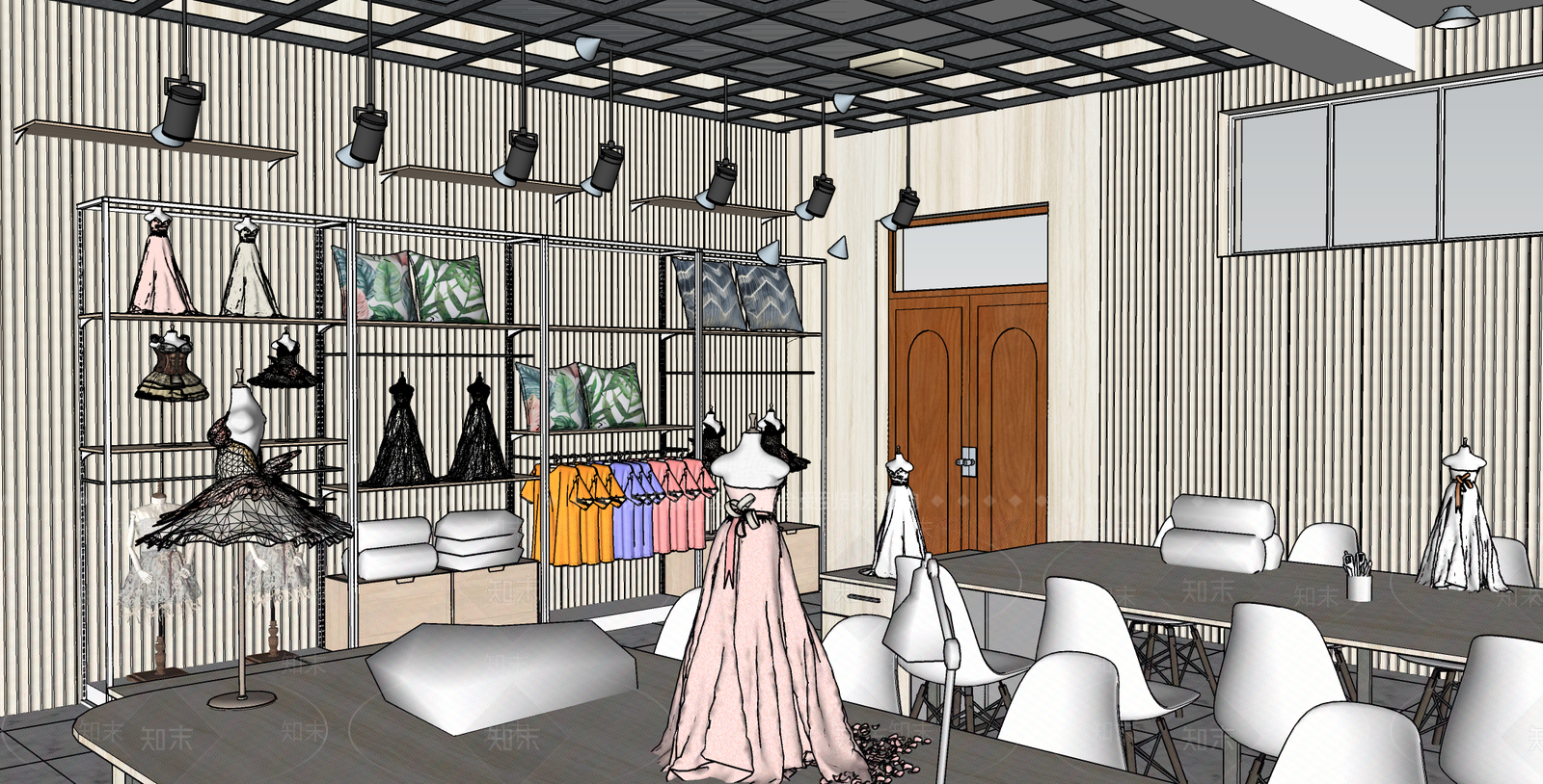 现代校园服装工作室SU模型下载【ID:1127428043】