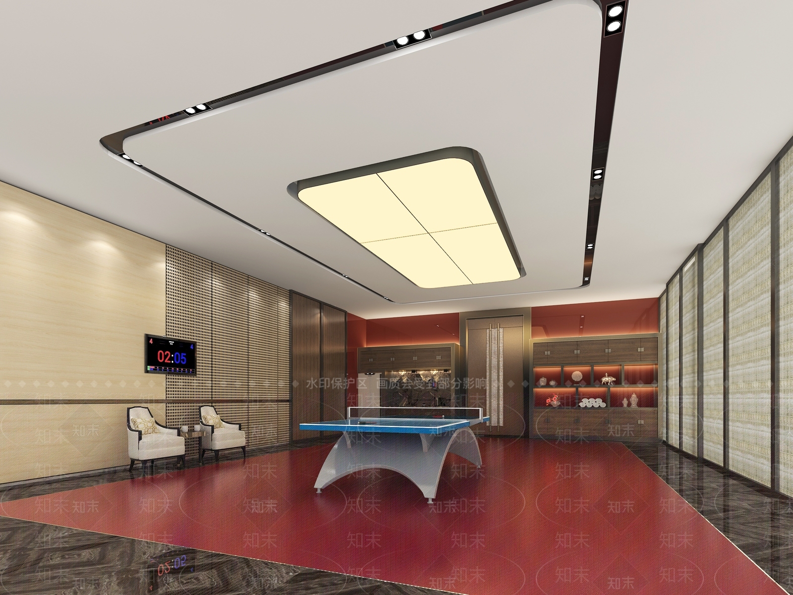 现代乒乓球室3D模型下载【ID:1127434818】