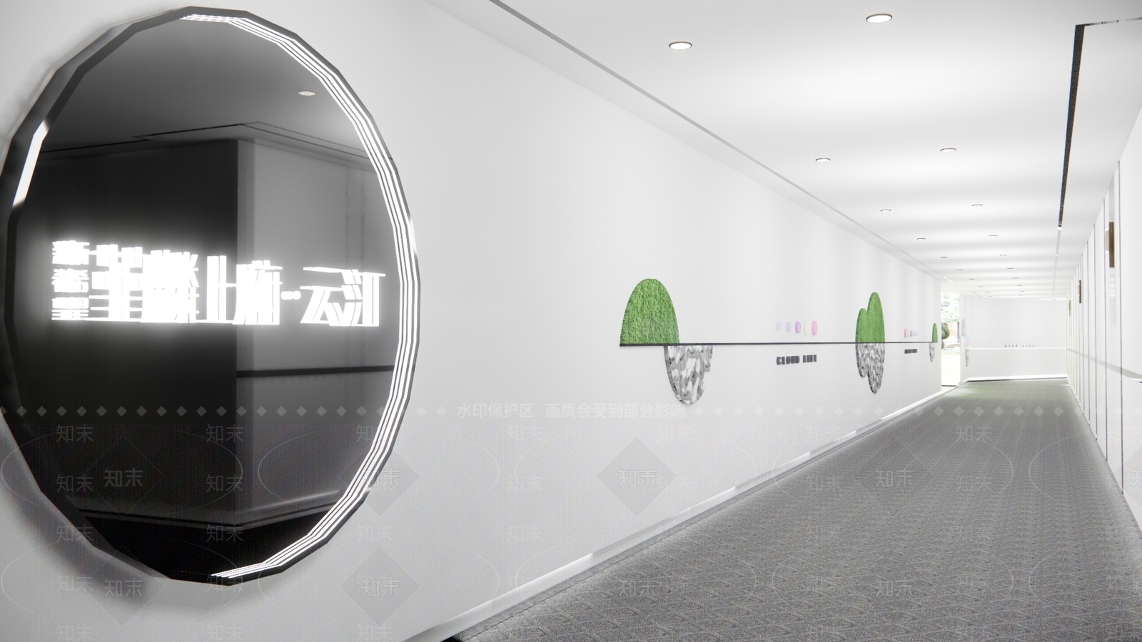 现代商业地产看房通道SU模型下载【ID:1127436480】