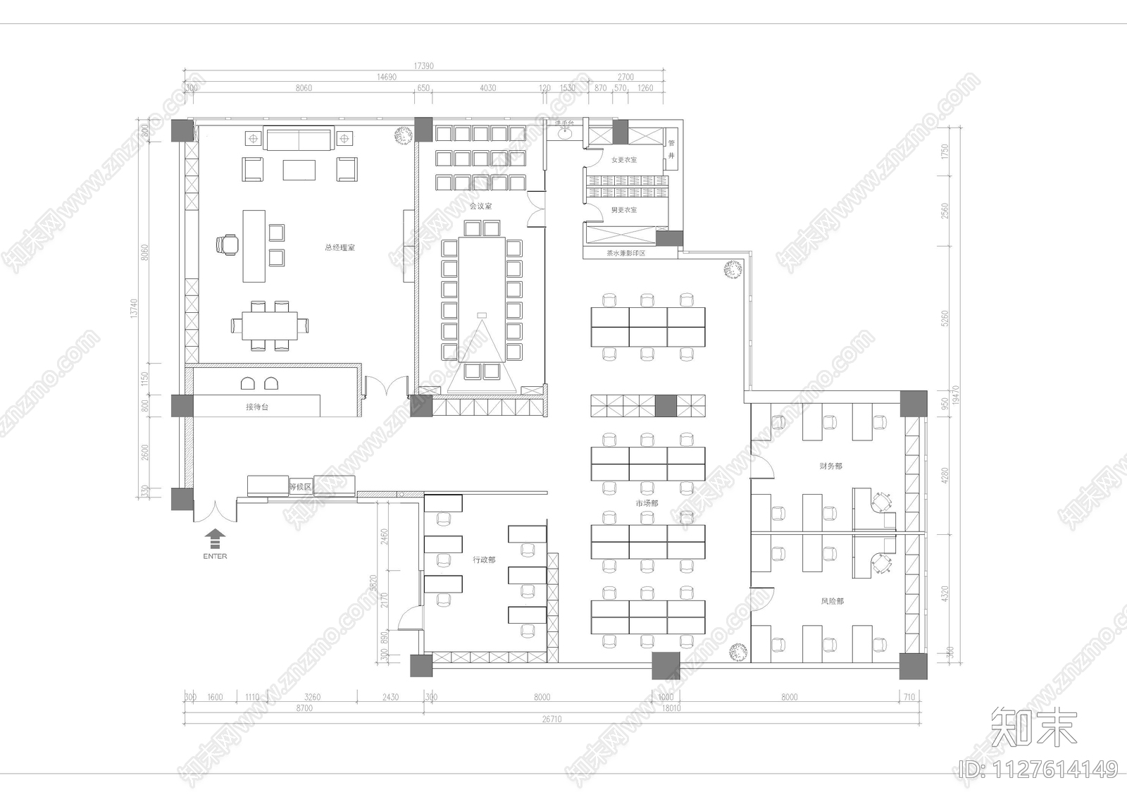 300平成都投资公司平面cad施工图下载【ID:1127614149】