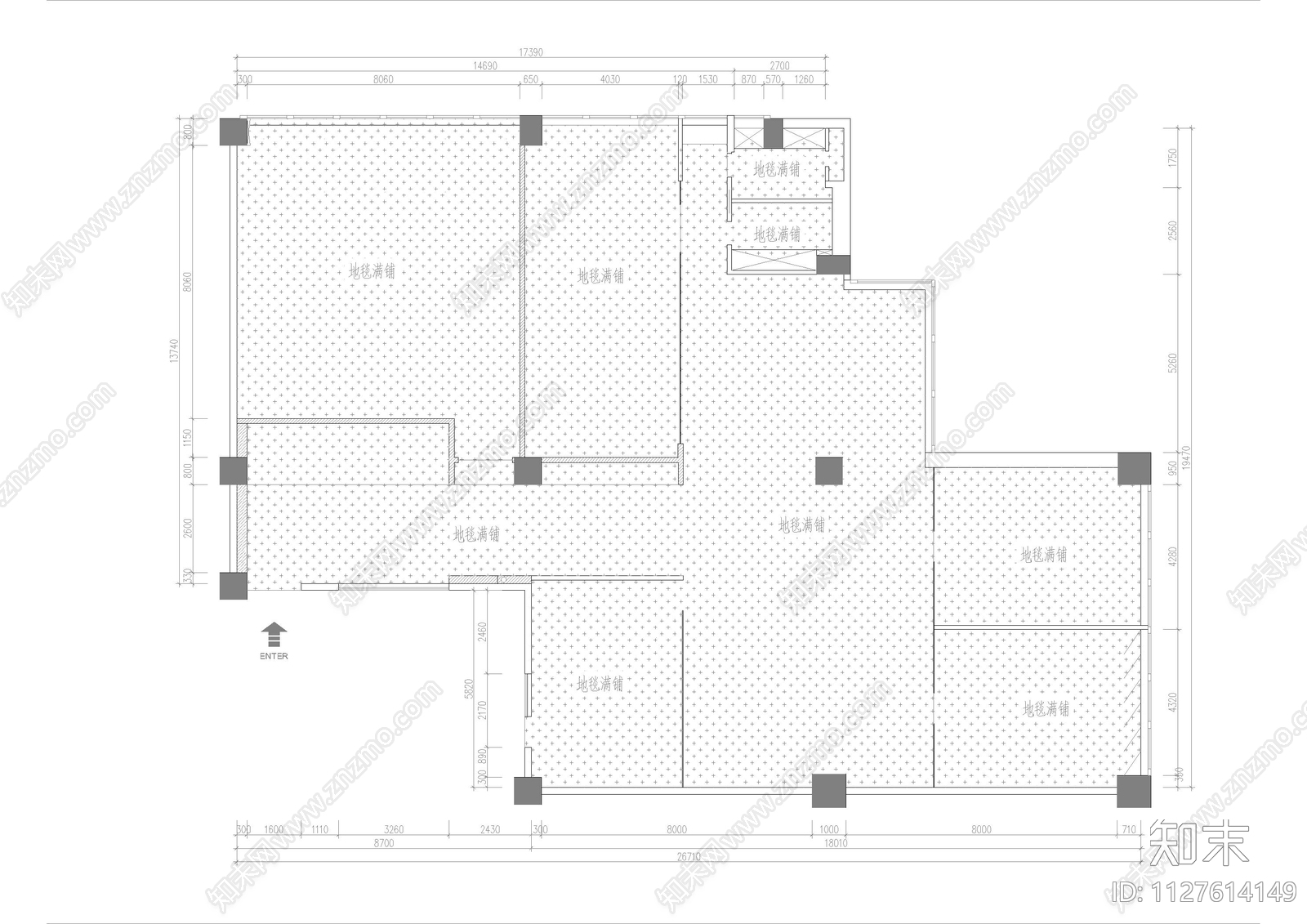 300平成都投资公司平面cad施工图下载【ID:1127614149】