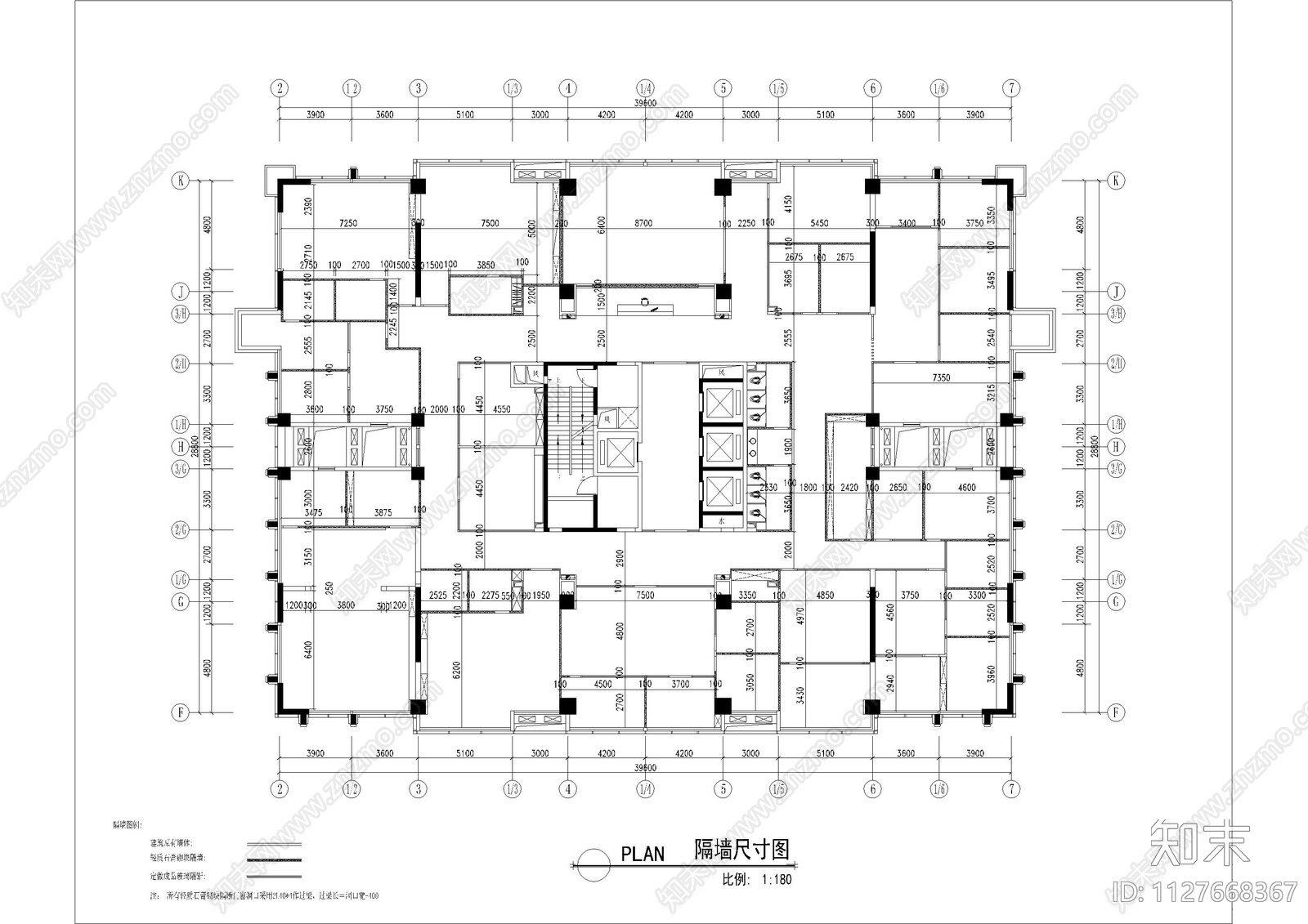 大厦办公室装饰平面cad施工图下载【ID:1127668367】