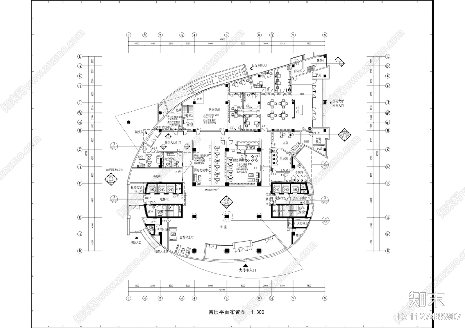 招生综合楼培训cad施工图下载【ID:1127438907】