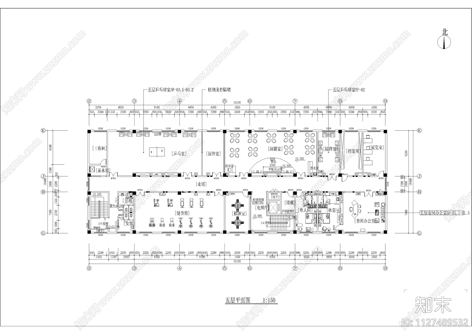 廉政中心办公大楼cad施工图下载【ID:1127489532】