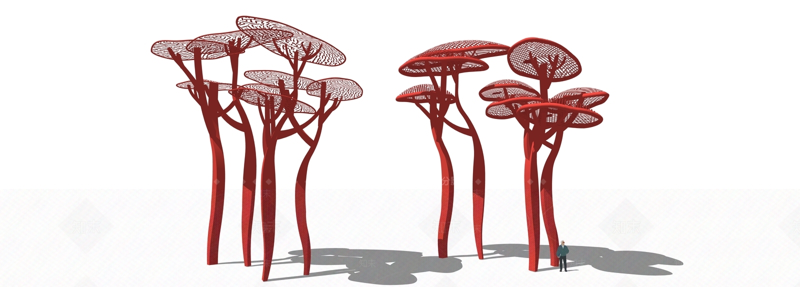 现代蘑菇元素雕塑SU模型下载【ID:1127443638】